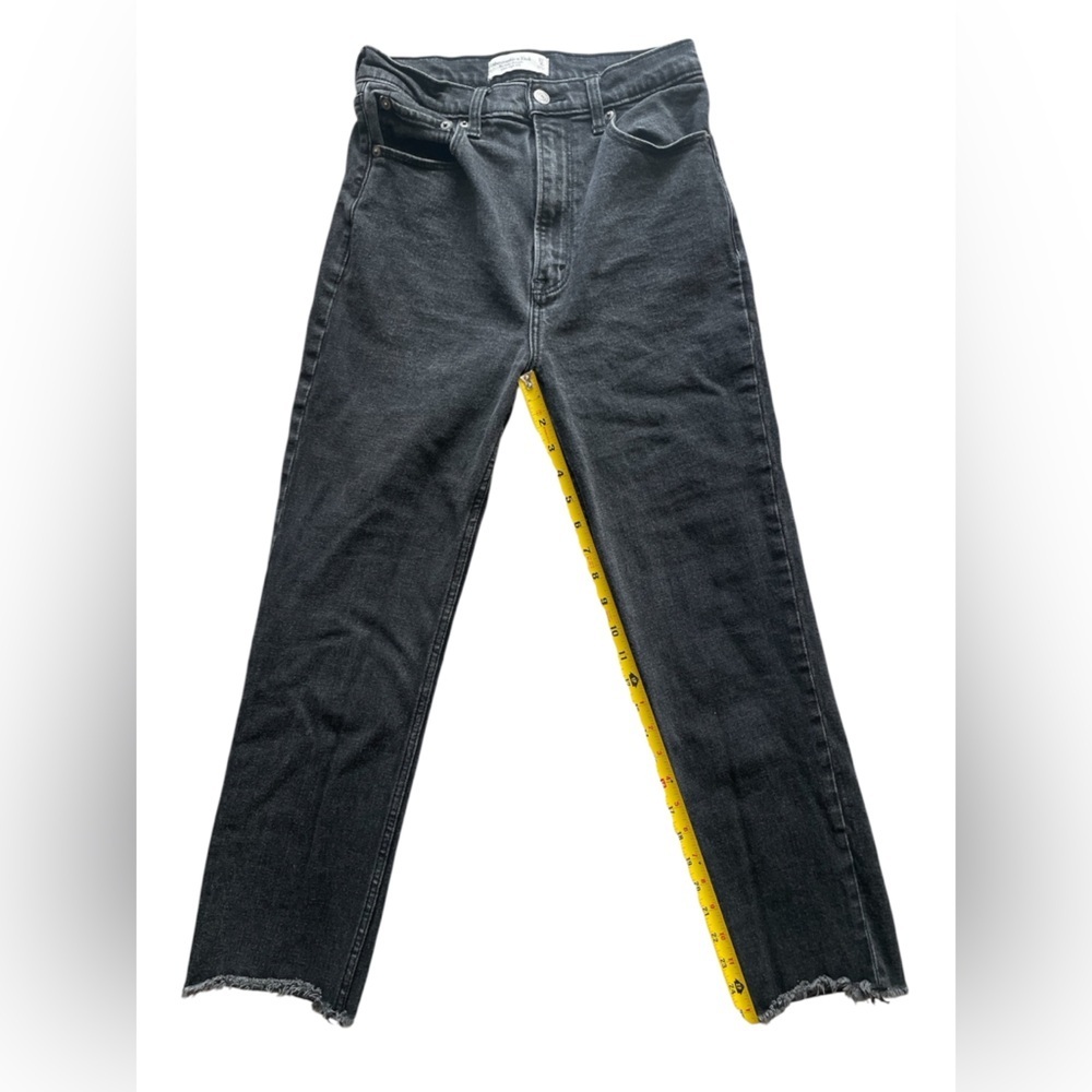 Abercrombie & Fitch Ankle Straight Ultra High Rise Black Denim Raw Hem 27 / 4 - Picture 5 of 6